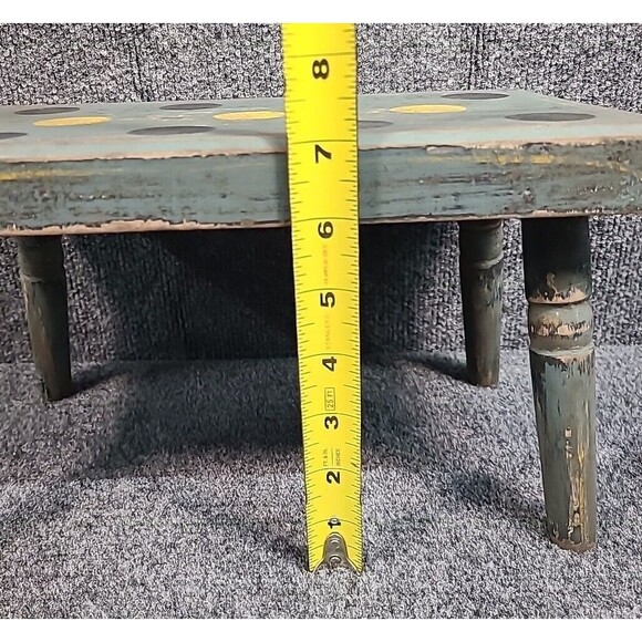 Vintage Handpainted Wood Foot Stool Country Farm Plant Stand decor primitive - Picture 3 of 8